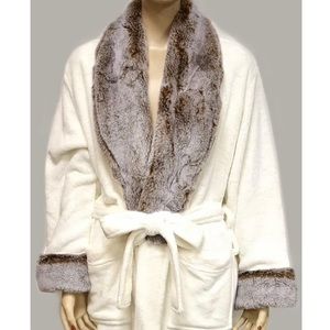 Hotel collection nwt faux fur robe beige/milk size s/m